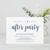 Modern Rustic, Navy Blue script, Wedding Elopement Kaart (Staand voorkant)