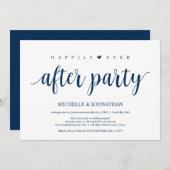 Modern Rustic, Navy Blue script, Wedding Elopement Kaart (Voorkant / Achterkant)