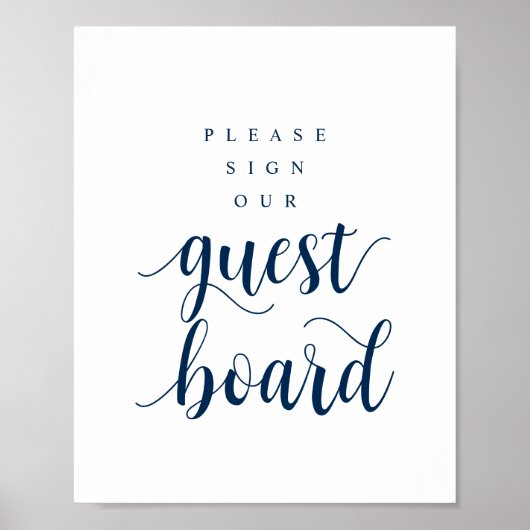 Modern Rustic Navy Wedding Our Guest Board Poster (Voorkant)