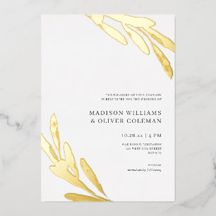 Modern Rustic Olive Branch Wedding REAL Folie Uitnodiging