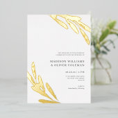 Modern Rustic Olive Branch Wedding REAL Folie Uitnodiging (Staand Voorkant)