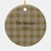 Modern Rustic Plaid Christmas Ornament Personalize (Achterkant)