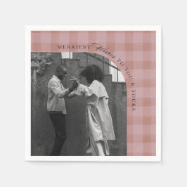 Modern Rustic Plaid Holiday Napkins Personalized Servet