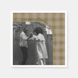 Modern Rustic Plaid Holiday Napkins Personalized Servet