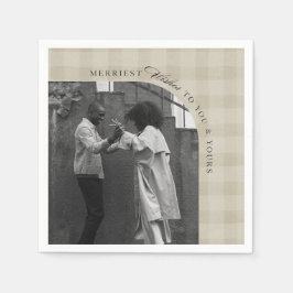 Modern Rustic Plaid Holiday Napkins Personalized Servet