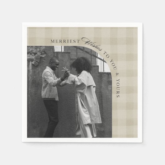 Modern Rustic Plaid Holiday Napkins Personalized Servet (Voorkant)