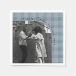 Modern Rustic Plaid Holiday Napkins Personalized Servet