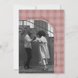 Modern Rustic Plaid Holiday Photo Card Personalize Kaart