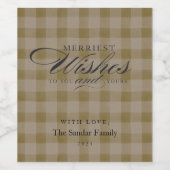 Modern Rustic Plaid Personalized Wine Gift Wijn Etiket (Enkel label)