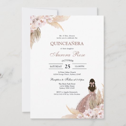 Modern Rustic Quinceanera Invitation (Devant)