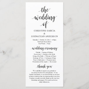 Modern rustic script, Wedding Ceremony Program Programma