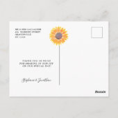 Modern Rustic Sunflower Weddenschap Bedankt Briefkaart (Achterkant)