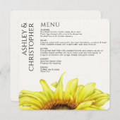 Modern Rustic Sunflower Wedding Menu (Voorkant / Achterkant)