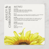 Modern Rustic Sunflower Wedding Menu (Voorkant)