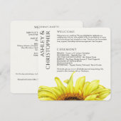 Modern Rustic Sunflower Wedding Programma (Voorkant / Achterkant)