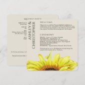 Modern Rustic Sunflower Wedding Programma (Voorkant / Achterkant)