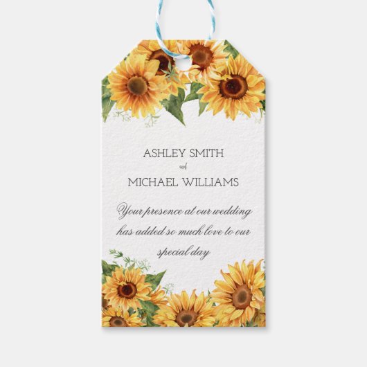 Modern Rustic Sunflower Yellow Wedding Cadeaulabel (Voorkant)