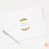 Modern Rustic Sunflower Yellow Wedding Ronde Sticker (Envelop)