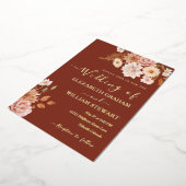 Modern Rustic Terracotta Boho Herfst Foliage Weddi Folie Uitnodiging (Gedraaid)