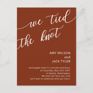Modern Rustic Terracotta Wedding Announcement Briefkaart