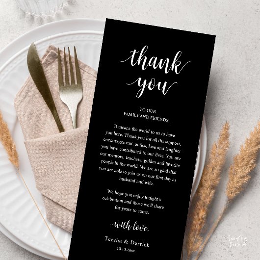 Modern Rustic Wedding Dinner Thank You Card Programma