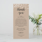Modern Rustic Wedding Dinner Thank You Card Programma (Staand voorkant)