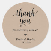 Modern Rustic Wedding Dinner Thank You Gifts Ronde Sticker (Voorkant)