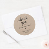 Modern Rustic Wedding Dinner Thank You Gifts Ronde Sticker (Envelop)