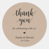 Modern Rustic Wedding Dinner Thank You Gifts Ronde Sticker (Voorkant)