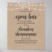 Modern Rustic Wedding Open Bar Drunken Shenanigans Poster (Voorkant)