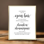 Modern Rustic Wedding Open Bar Drunken Shenanigans Poster