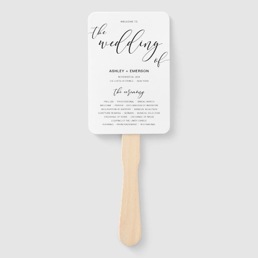Modern Rustic Wedding Program Hand Fans Handwaaier (Voorkant)