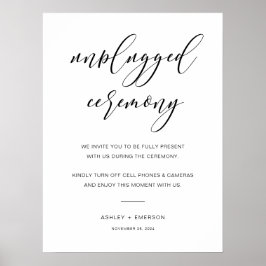 Modern Rustic Wedding Unplugged Ceremony Sign Poster