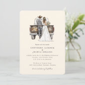 Modern Rustic Western Photo Wedding Invitation Kaart (Staand voorkant)