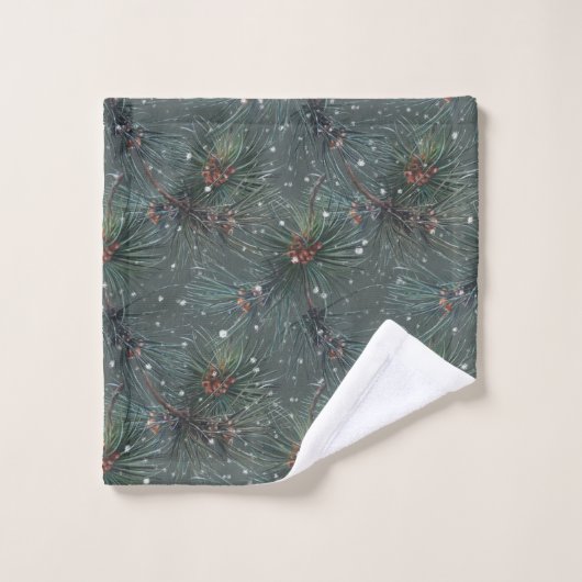 Modern Rustic Winter Pine Pattern (Gant de toilette)