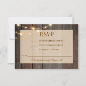 Modern Rustic Wood Floral Lights RSVP Card (Devant)