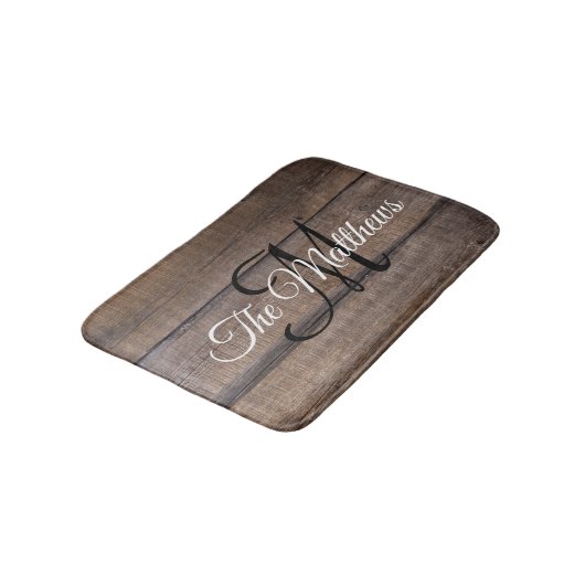 Modern Rustic Wood - Gepersonaliseerd monogram Badmat (Gekanteld)