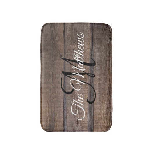 Modern Rustic Wood - Gepersonaliseerd monogram Badmat (Voorkant Verticaal)