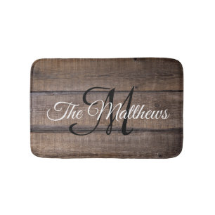 Modern Rustic Wood - Gepersonaliseerd monogram Badmat