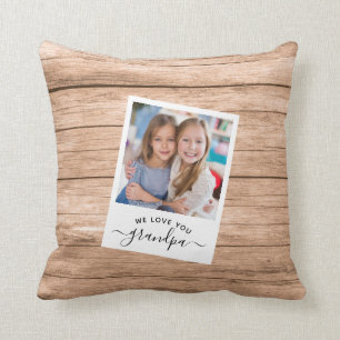 Modern Rustic Wood We houden van je opa foto Kussen