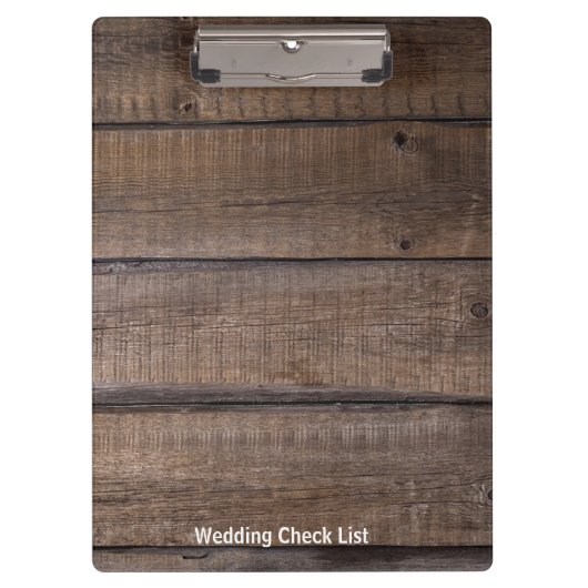 Modern Rustic Wood Wedding Planner Klembord (Voorkant)