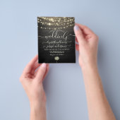 Modern Rustic Wood & White Lights String bruiloft Flyer (Hand)