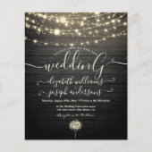 Modern Rustic Wood & White Lights String bruiloft Flyer (Voorkant)