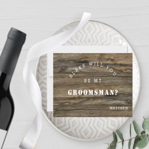 Modern Rustic Wood, word jij mijn Groomsman Kaart? Notitiekaartje