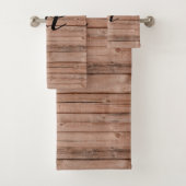 Modern Rustic Wooden Pattern Monogram Bad Handdoek (Insitu)