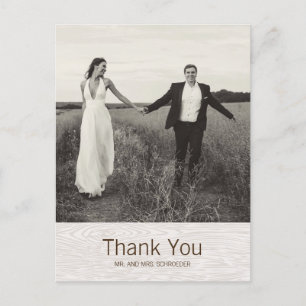 Modern Rustic Woodgrain Wedding Bedankt Briefkaart