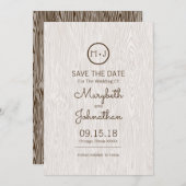 Modern Rustic Woodgrain Wedding Save the Date Kaar (Voorkant / Achterkant)