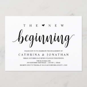 Modern Rustic, zwart script, Engagement Party Kaart