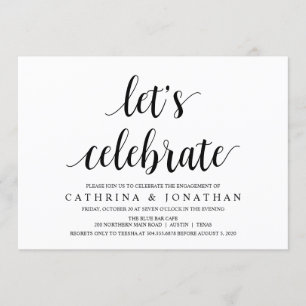 Modern Rustic, zwart script, Engagement Party Kaart