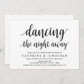 Modern Rustic, zwart script, Engagement Party Kaart (Voorkant / Achterkant)